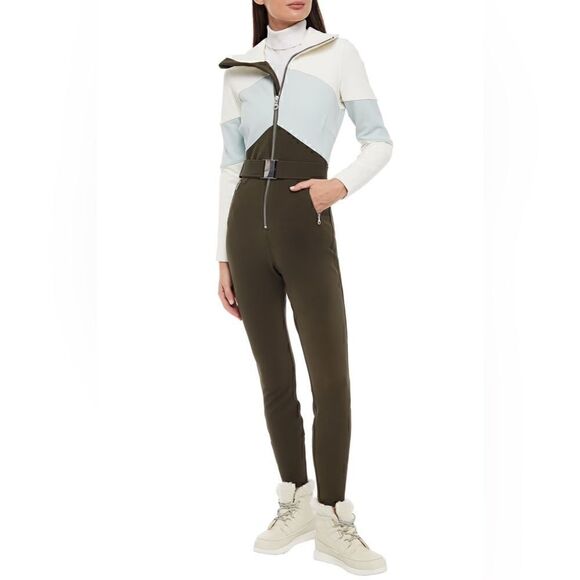 Cordova Alta Ski Suit Women’s Ski Jumpsuit Colorblock Chevron XS Green White - Picture 9 of 10